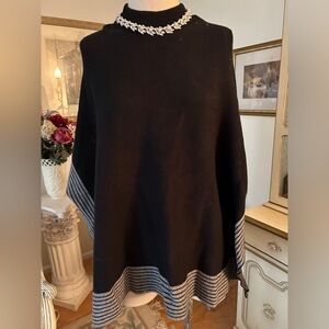 Cocobu like new warm/relaxed fit knit sweater/poncho black/gray SZ L/XL
